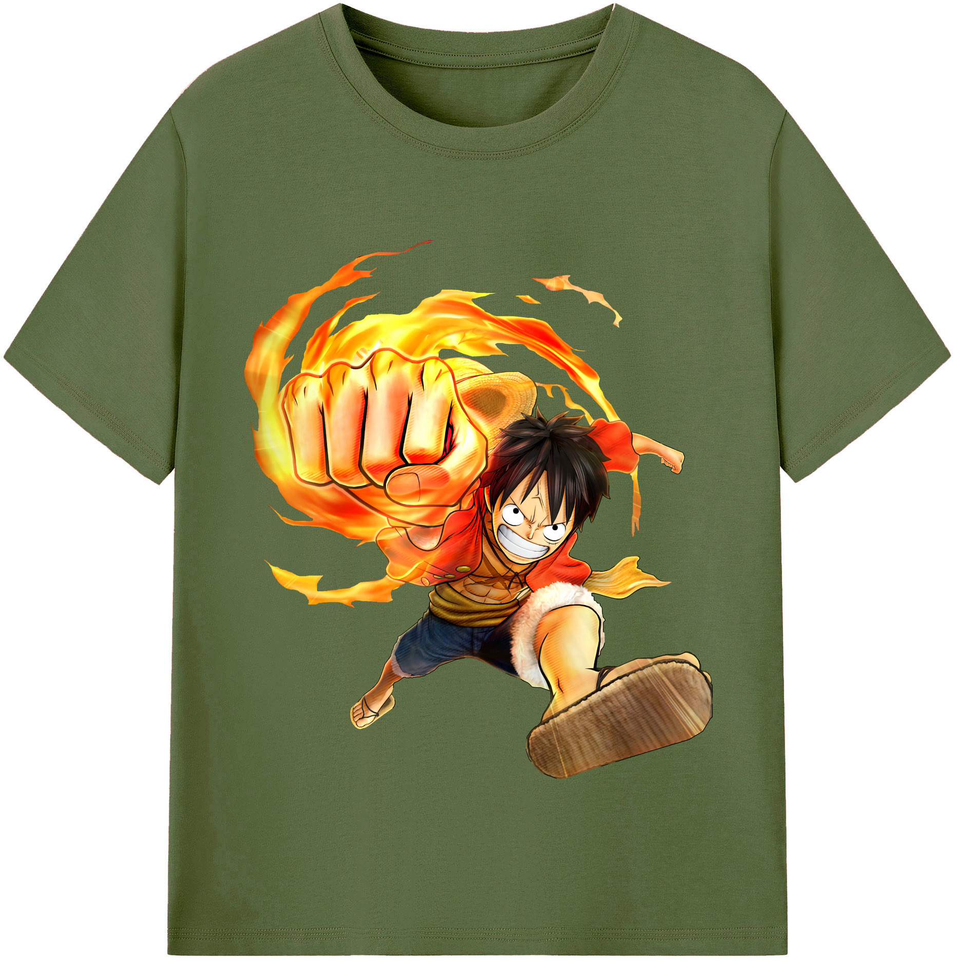 ワンピース モンキー・D・ルフィ ONE PIECE Monkey D. Luffy 綿100％半袖Tシャツ（フロントプリント）